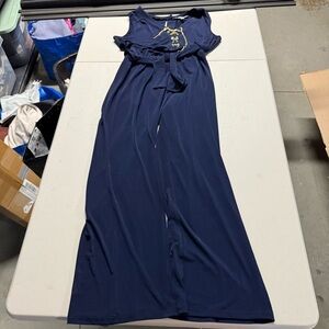 Spense Dark Blue Sleeveless Lace up chain wide leg Jumpsuit size 6P EUC